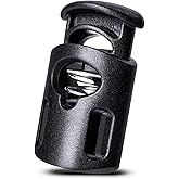 AQRINGO 100 Pcs Plastic Cord Locks Single Hole Spring Toggle Stopper Cord Stops Fastener Toggles for Drawstrings, Paracord, Shoelaces, Bags, Clothing, and More, Black