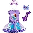 Tutu and Sian Mermaid Outfit Set – Shirt, Rainbow Tutu Dress, Satin Sash, Headband – Birthday Gifts for Girls Costume