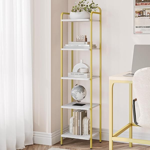 HZUANERI BOOKCASE BOOKSHELF, NARROW BOOK SHELF, INDUSTRIAL CORNER...