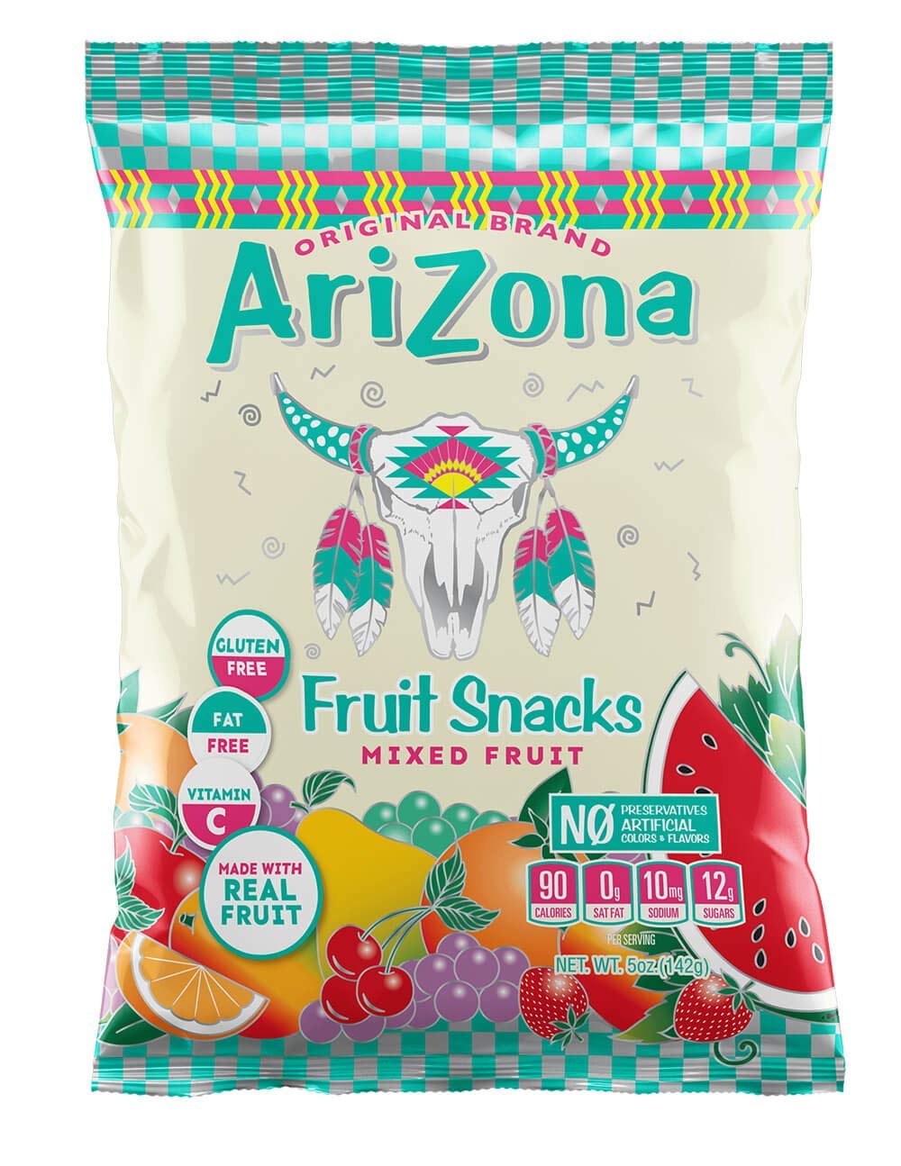Amazon Com Arizona Real Fruit Gummy Snacks Fruit Chews 5 Ounce Bags Pack Of 12 Grocery Gourmet Food