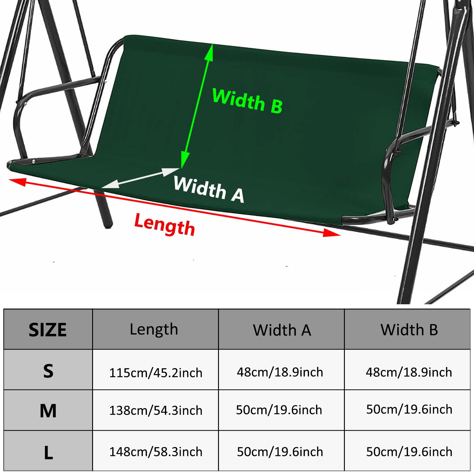 Condition photo showing New/Like New for swing seat replacement cover for 2/3 seater outdoor patio swing 600d thicken oxford porch swing cove