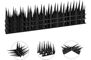 KOKMEYA Bird Spikes 1.2m Four Stage Tall Bird Spikes Deterrent, Plastic Bird Spikes for Outside to Keep Birds Away Anti Pigeon Spikes Bird Nest Preventer for Roof, Sill, Patio (Black)