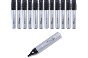 Amazon Basics Large Chisel Tip Permanent Markers, Black, 12-Pack