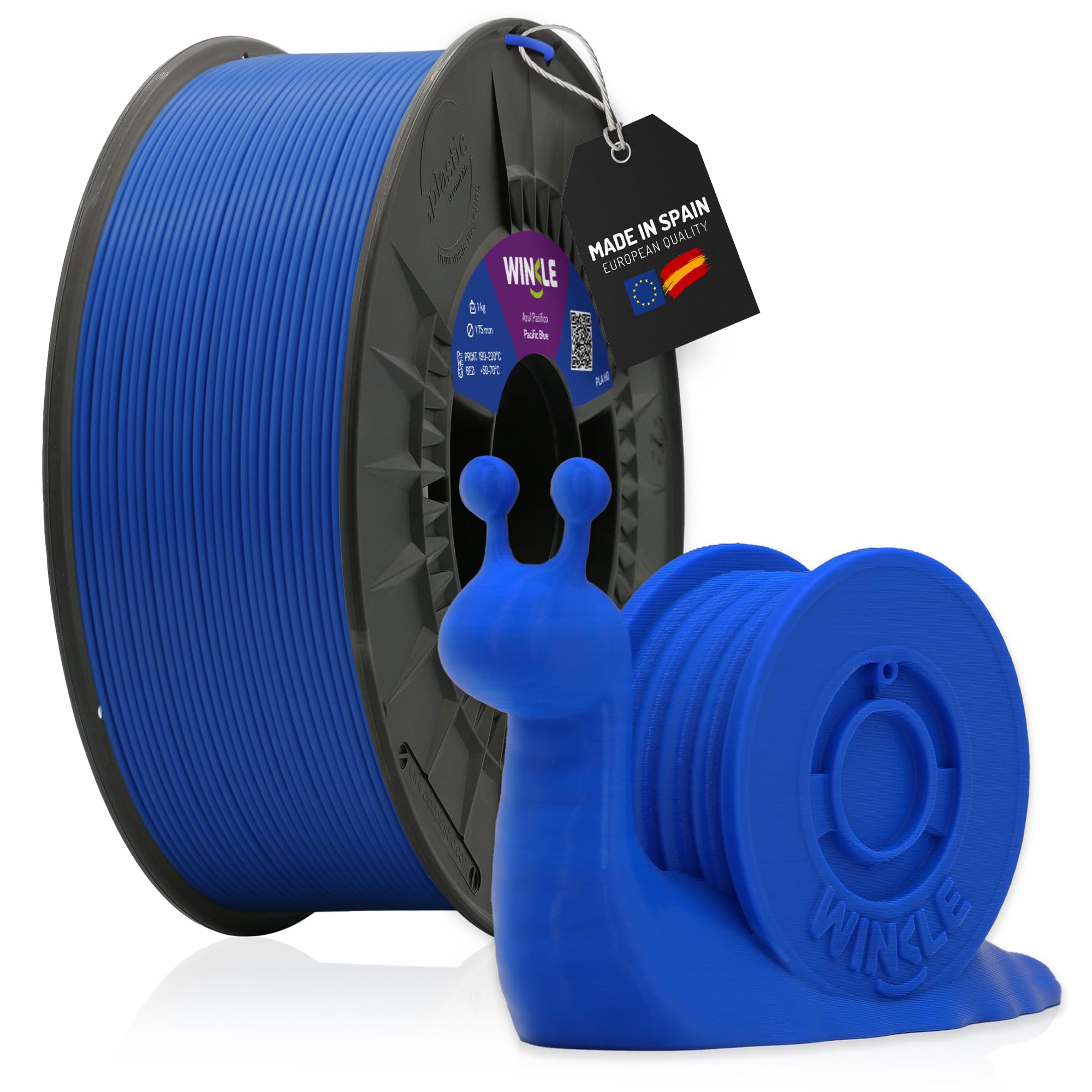 Winkle 3D Printer Filament PLA-HDWINKLEAZUL 1.75mm, 1000g Spool, Pacific Blue
