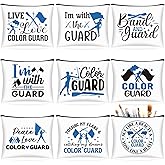 SilTriangle 9 Pcs Color Guard Makeup Cosmetic Bag Peace Love Color Guard Gifts Zipper Cosmetic Bag for Women Travel Gift Supplies(Navy Blue)