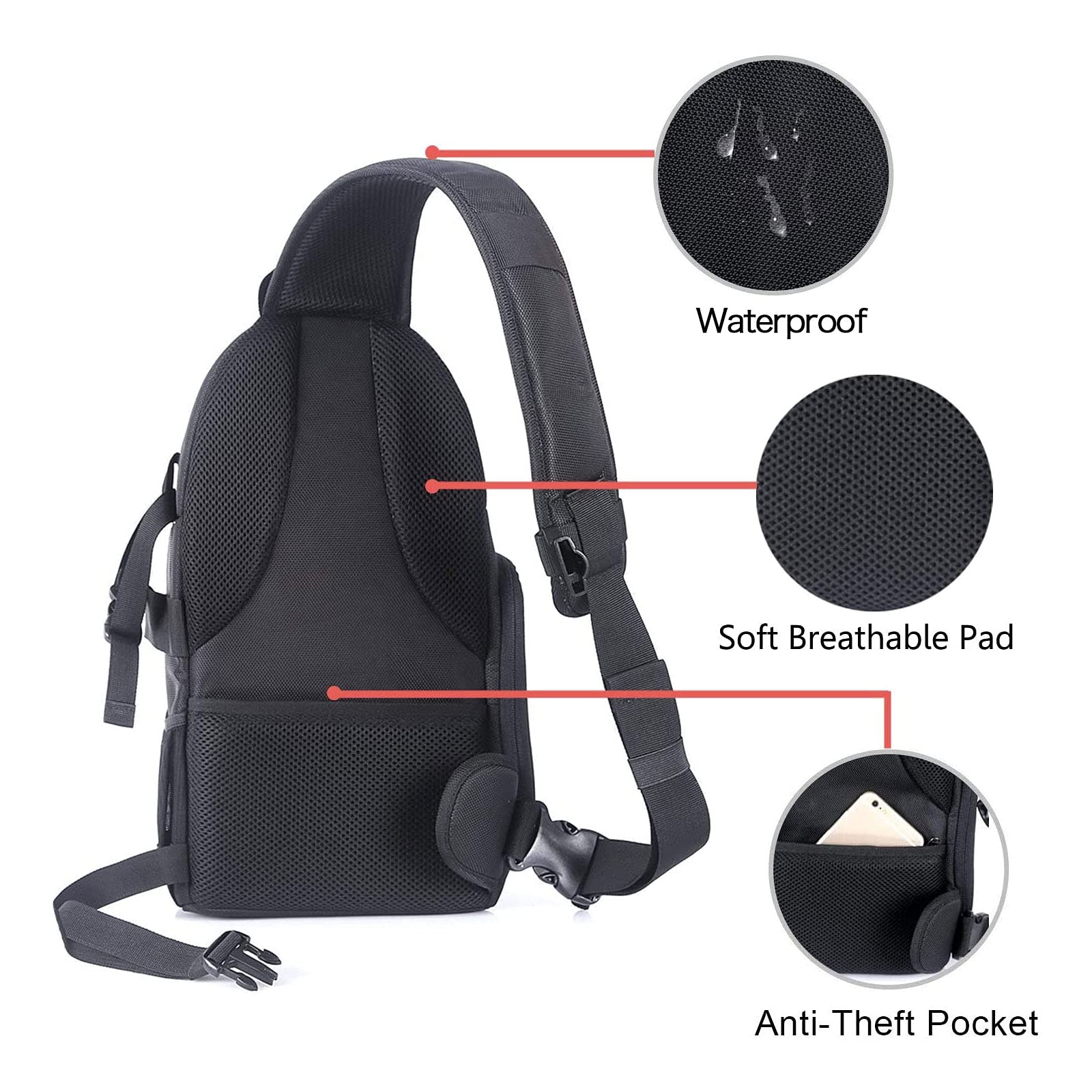 MOSISO Camera Sling Bag, DSLR/SLR/Mirrorless Camera Backpack Case Shockproof Photography Backpack with Tripod Holder & Removable Modular Inserts Compatible with Canon/Nikon/Sony/Fuji