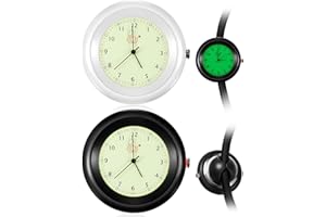 Dansydaisy 2 Pcs Glow in The Dark Stethoscope Watch Nurse Gift Clip on Pocket Watch with Second Hand Appreciation Medical Accessories for Christmas Nursing Students Doctor Clinic (White,Black)