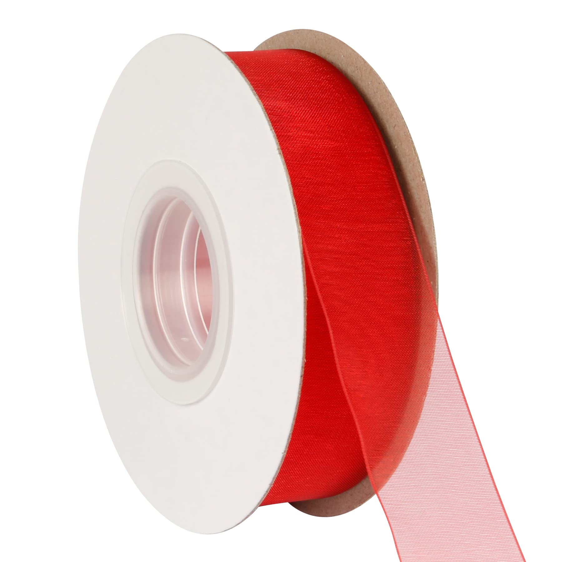 AVANAVA 25mm Wide Sheer Organza Ribbon Multi-Colors for Gift Wrapping Bouquet Wedding Decoration Floral Arrangement - 45 Meters (Red)