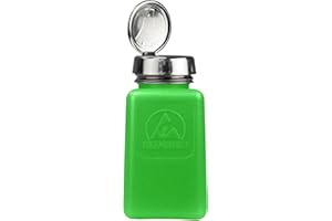 Menda - MDA-5288 35273 One Touch Liquid Dispenser Pump Bottle, ESD Safe, 6 oz. Dissipative, HDPE/Stainless Steel, Green