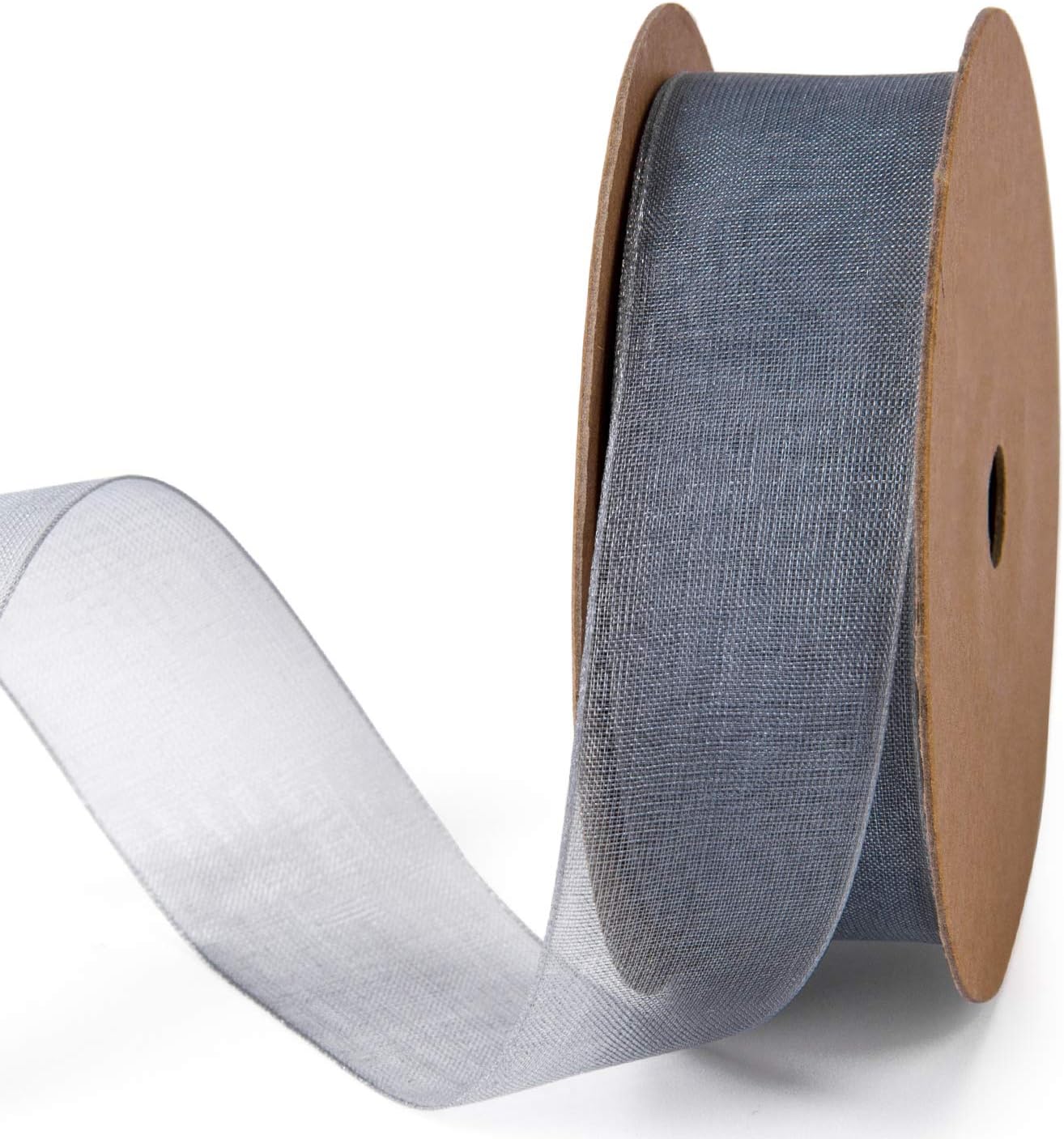 LaRibbons 1 Inch Sheer Organza Ribbon - 25 Yards for Gift Wrapping, Bouquet Wrapping, Decoration, Craft - Grey