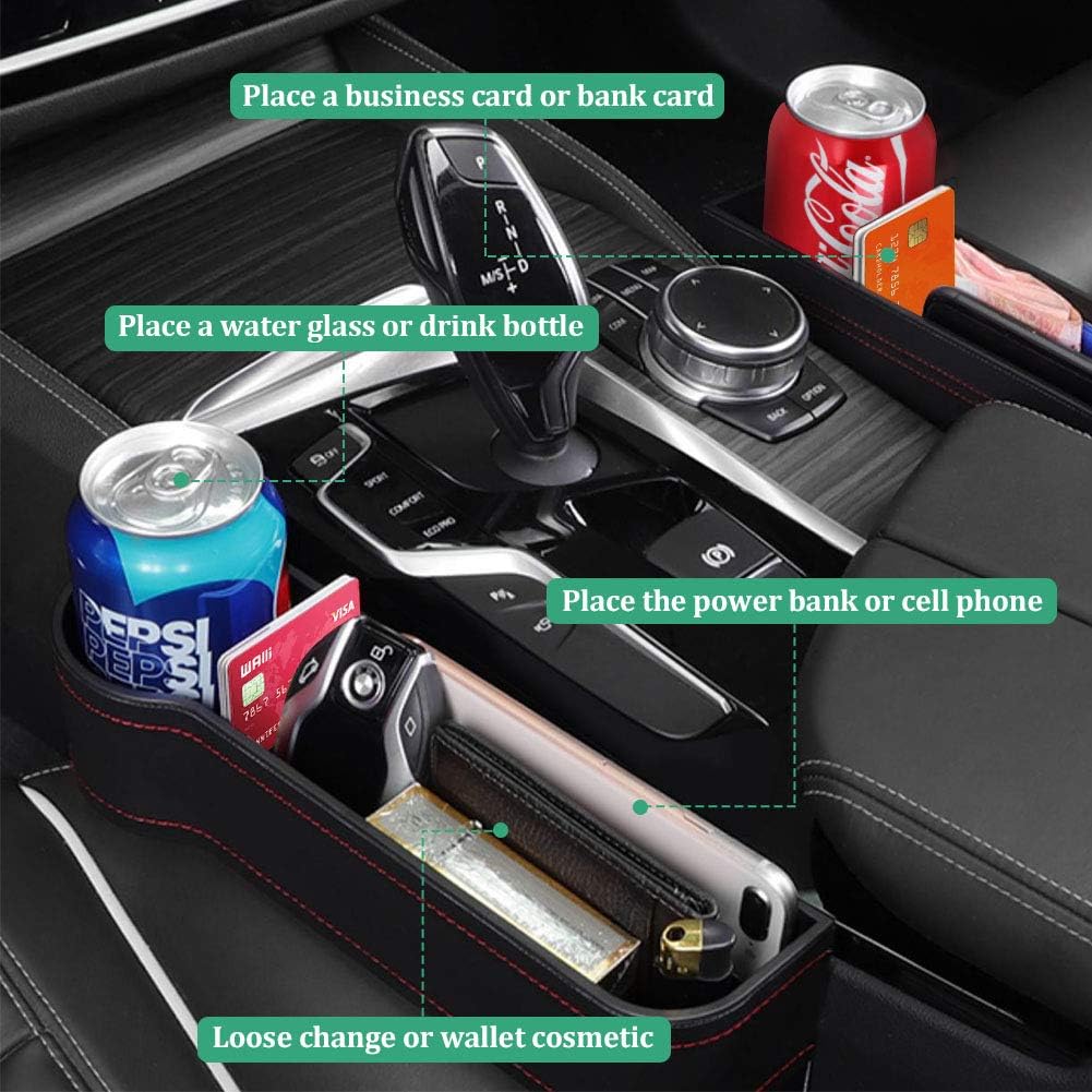 Car Seat Gap Filler Organizer - 2 Pack Multifunctional Car Front Seat Storage Box with Cup Holder and 2 Hooks, Car Accessories: Car Electronics