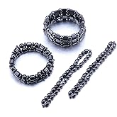 VIKI LYNN 2 Sets of Hematite Metal Megnetic Therapy Bracelets+2 Pcs of Magnetic Anklets Good for Health