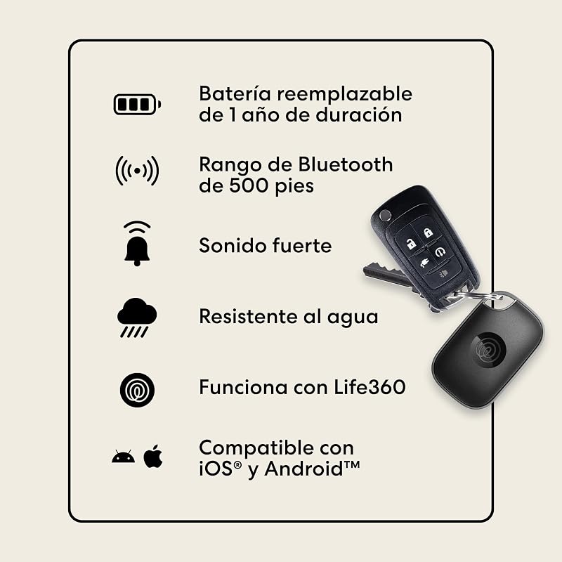 Tile Pro - Localizador Bluetooth potente, localizador de chaves e localizador de objetos para chaves, sacos e mais. Compatível com iOS e Android. Pack de 4 (Preto/Branco)