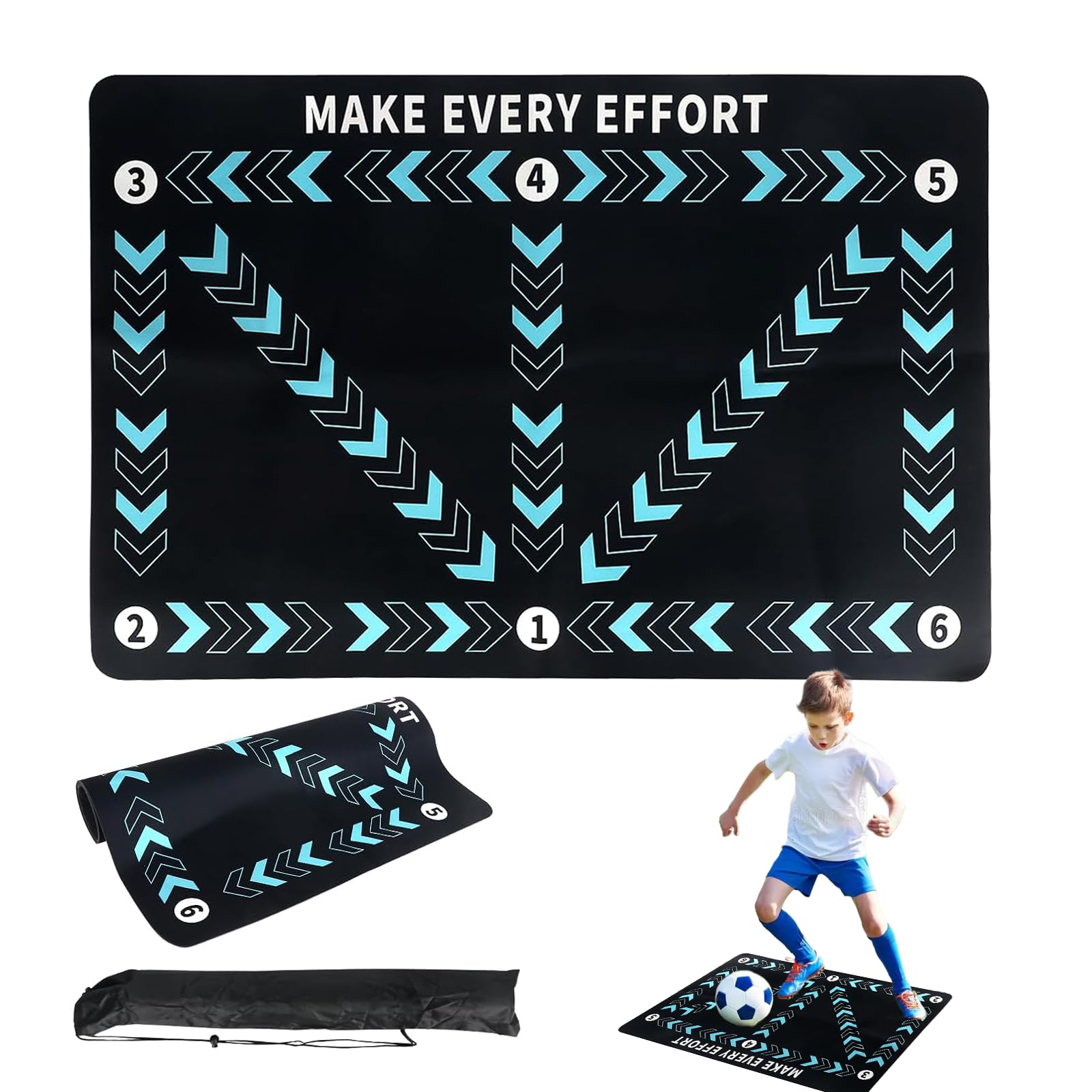 Asheyya Football Training Mat, 60 X 90cm Child Anti Skid Carpet Soccer Football Mastery Mat Auxiliary Props