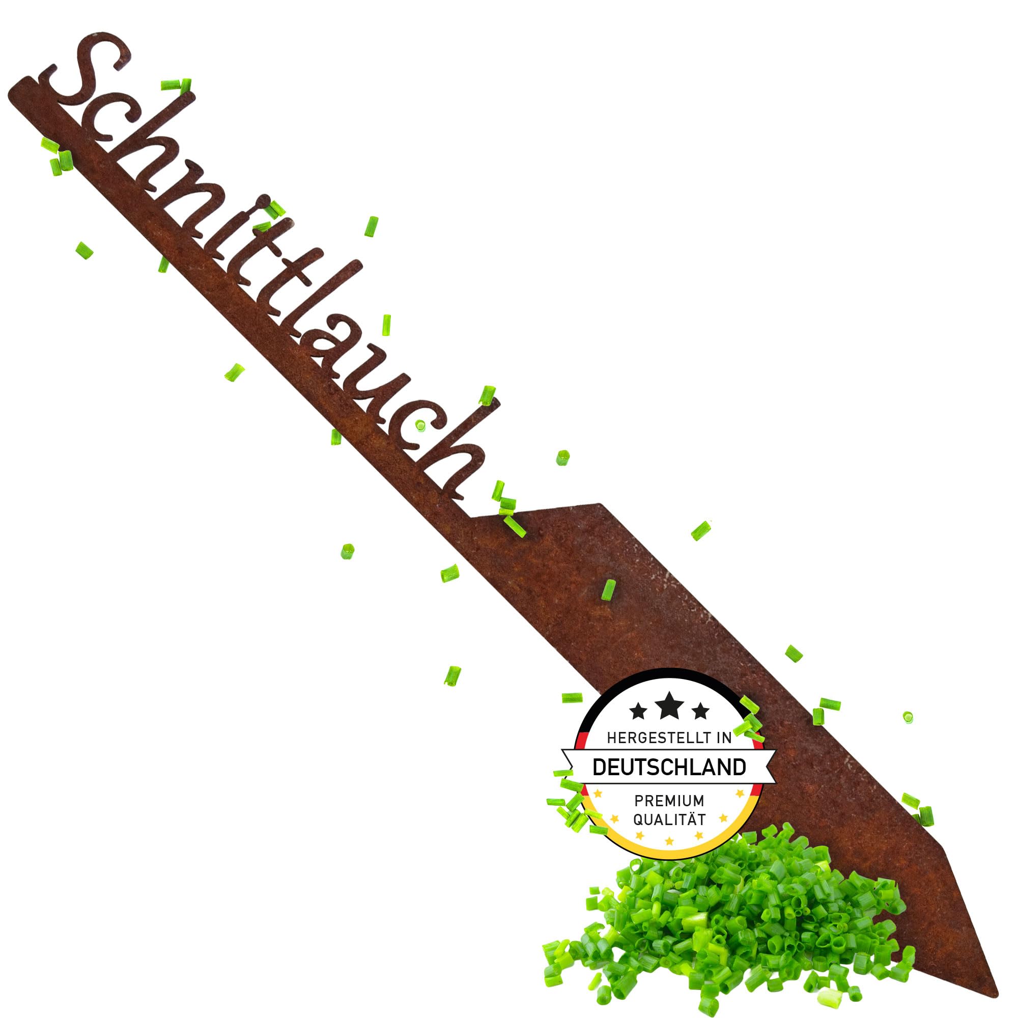 EXTRAVAGANT® Garden Stake Herb Signs Plant Signs Metal Steel Rust Patina Weatherproof for Garden Bed Garden Signs Garden Decoration Rust Stake Chives