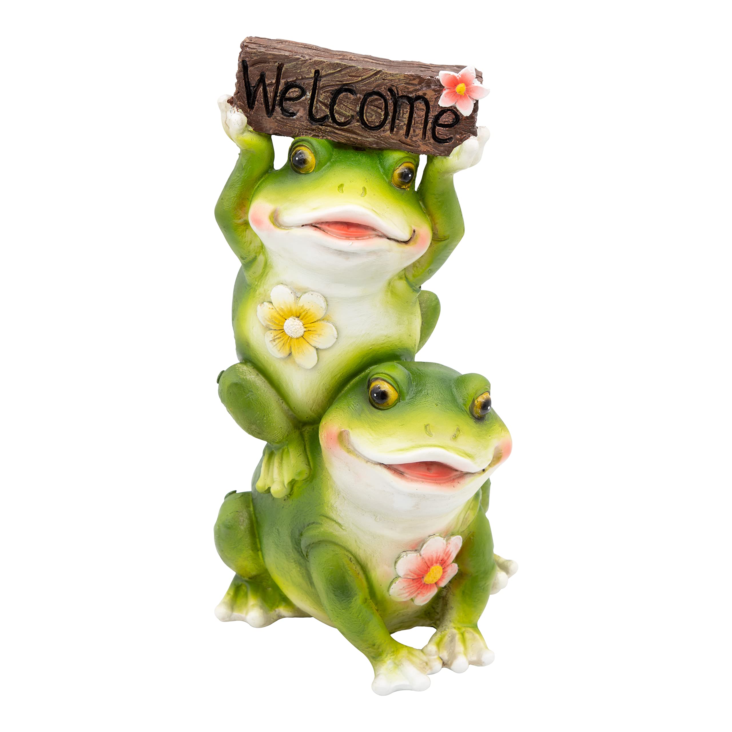 GardenKraft 10979 Welcome Frogs Garden Ornament/Cute Colourful Welcome Sign/Durable Polyresin Material/Water-Resistant/Hand-Painted/Great Garden Gift