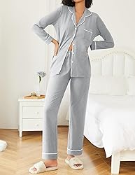 Ekouaer Womens Pajamas Set 2 Piece Button Down