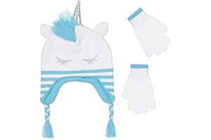 PEAK 2 PEAK Girls Knitted Animal Beanie Winter Hat & Glove Set – Warm Cold-Weather Accessories for Ages 4–9