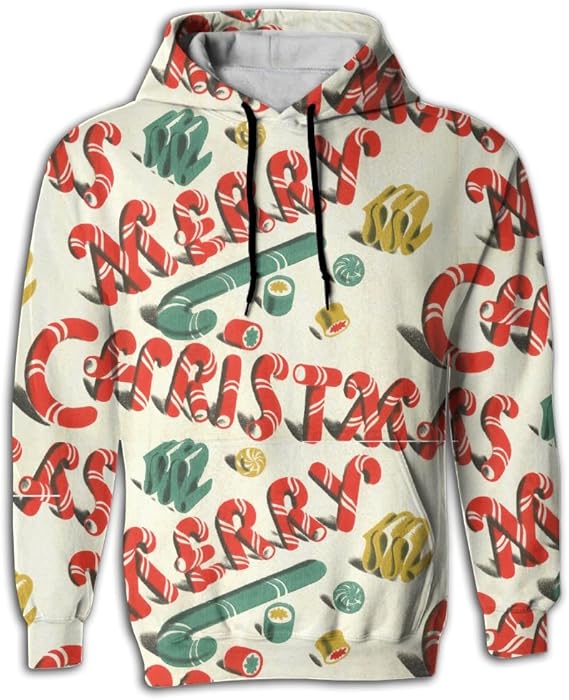 Men's Retro Vintage Merry Christmas Casual Long Sleeves Prined Hoodie