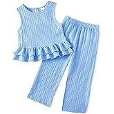 Doresbebe Toddler Girl Clothes Baby Girl Clothing Summer Outfit 2-6 Year Little Matching Sleeveless Top Long Pants Set 2Pcs