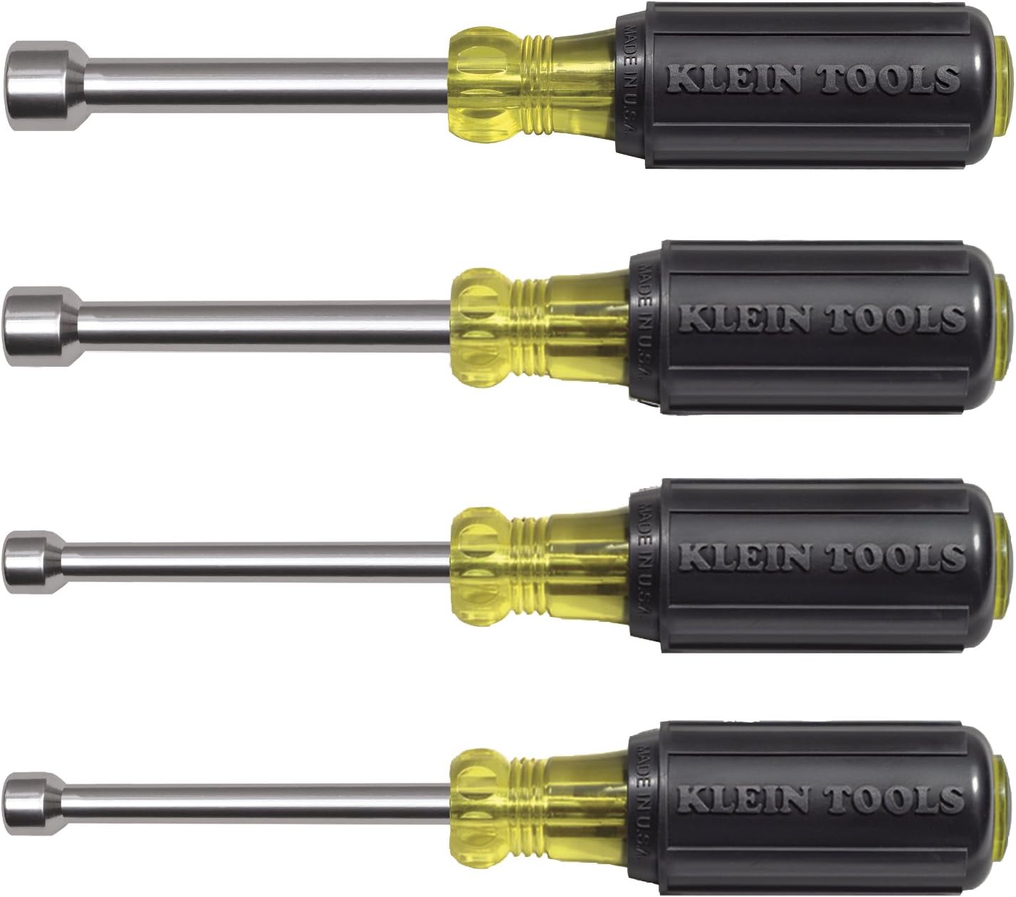 Klein Tools 647 Hollow Shaft Nut Driver Set with Chrome-Plated 6-Inch Shafts and Cushion Grip Handles - - 