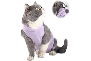 YEAPEETO Cat Professional Recovery Suit for Abdominal Wounds and Skin Diseases, E-Collar Alternative for Cats and Dogs, After Surgey Wear Anti Licking, Recommended by Vets（Purple,L