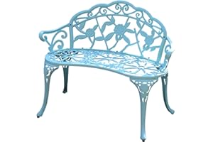 KAILI Garden Bench, Metal Aluminum Rose, Suitable for Garden Porch Park Front Porch Balcony Outdoor (Light Blue)