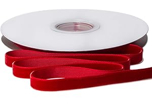Ribbli Polyester Red Velvet Ribbon,3/8 Inch,10-Yard Spool,Use for Choker,Gift Wrapping,Floral Bouquets, Boutonnieres