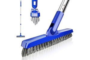 PuriSwiff Grout Cleaner Brush - with 58" Stainless Steel Adjustable Handle, Shower Cleaner Brush FloorScrubber for Grout Line