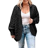 Eytino Womens Plus Size Crochet Cardigan Sweater Long Sleeve Hollow Out Open Front Cardigans Outwear(1X-5X)