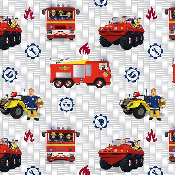 Stoffe Werning Baumwollstoff Lizenzstoff Feuerwehrmann Sam Jupiter Hydrus Kinderstoffe Öko-Tex - Preis Gilt für 0,5 Meter