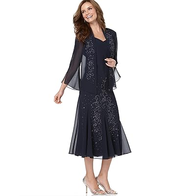 Plus Size Beaded Chiffon Jacket Dress 