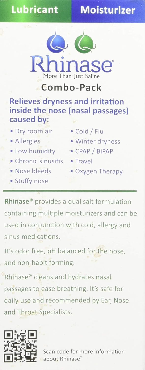 Rhinase (Nasal Gel 1 oz and Saline Nasal Spray 1 oz) Combo Pack for Dry Nose Sinus, Allergy and to Prevent Nosebleeds Caused by Nasal Dryness: Health & Personal Care