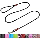 WYuZe 5/10/16 FT Puppy Leash for Small Dogs Cat, 1/4" Thin Black Rope Leash | Lightweight Small Dog Lead with Easy to Use Hook, Long Outdoor Safe Walking Training Leash, 10+ Colors (5ft, Black)