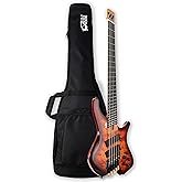 Gosila 5 String Headless Electric Bass Guitar poplar body Carbon Fibre Maple neck fanned fret