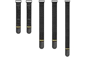 Trilancer Elastic Cinch Straps with Anti-Slip Strips, 3 Size Combo(5-Pack) Heavy Duty Hook and Loop Storage Straps for Extension Cords, Cables, Ropes, Hoses, Bike, RV, Pant Garters,Garage Organization