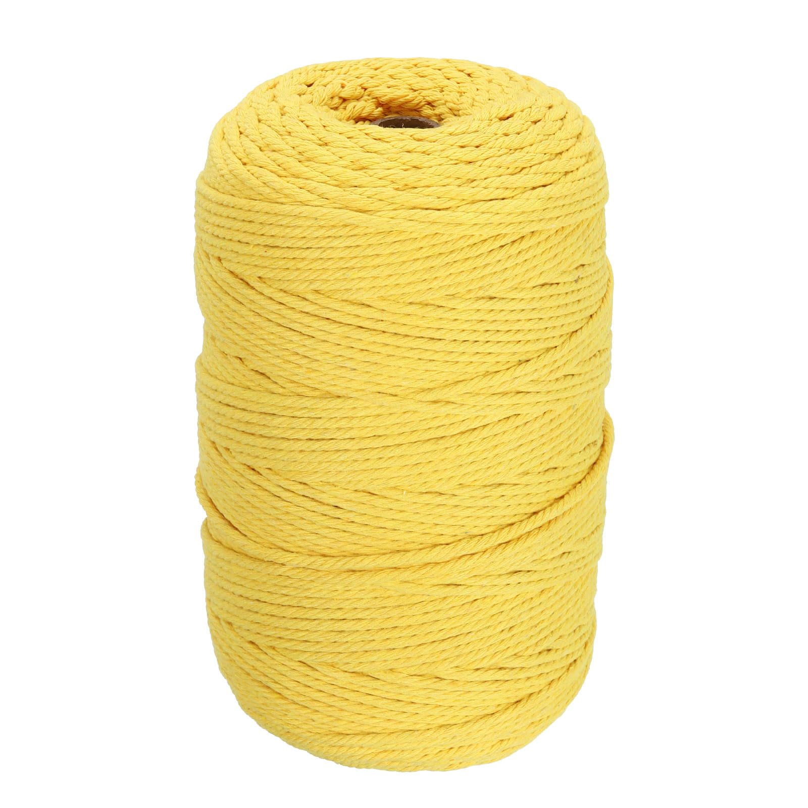 DMiotech 3mm x 300M (328 Yard) Yellow Natural Cotton Macrame Rope, Wall Hanging Handmade Single Strands Twisted Macrame Cotton Cord for Plant Hangers, Gift Wrapping Wedding
