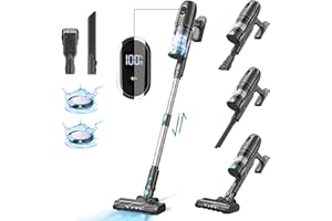 PRETTYCARELIFE Cordless Vacuum Cleaner, 38Kpa Powerful Stick Vacuum with Brushless Motor, LED Touch Display, 45 Mins Long Runtime, Self-Standing Lightweight Vacuum for Hard Floor Carpet Hair, P1-Pro