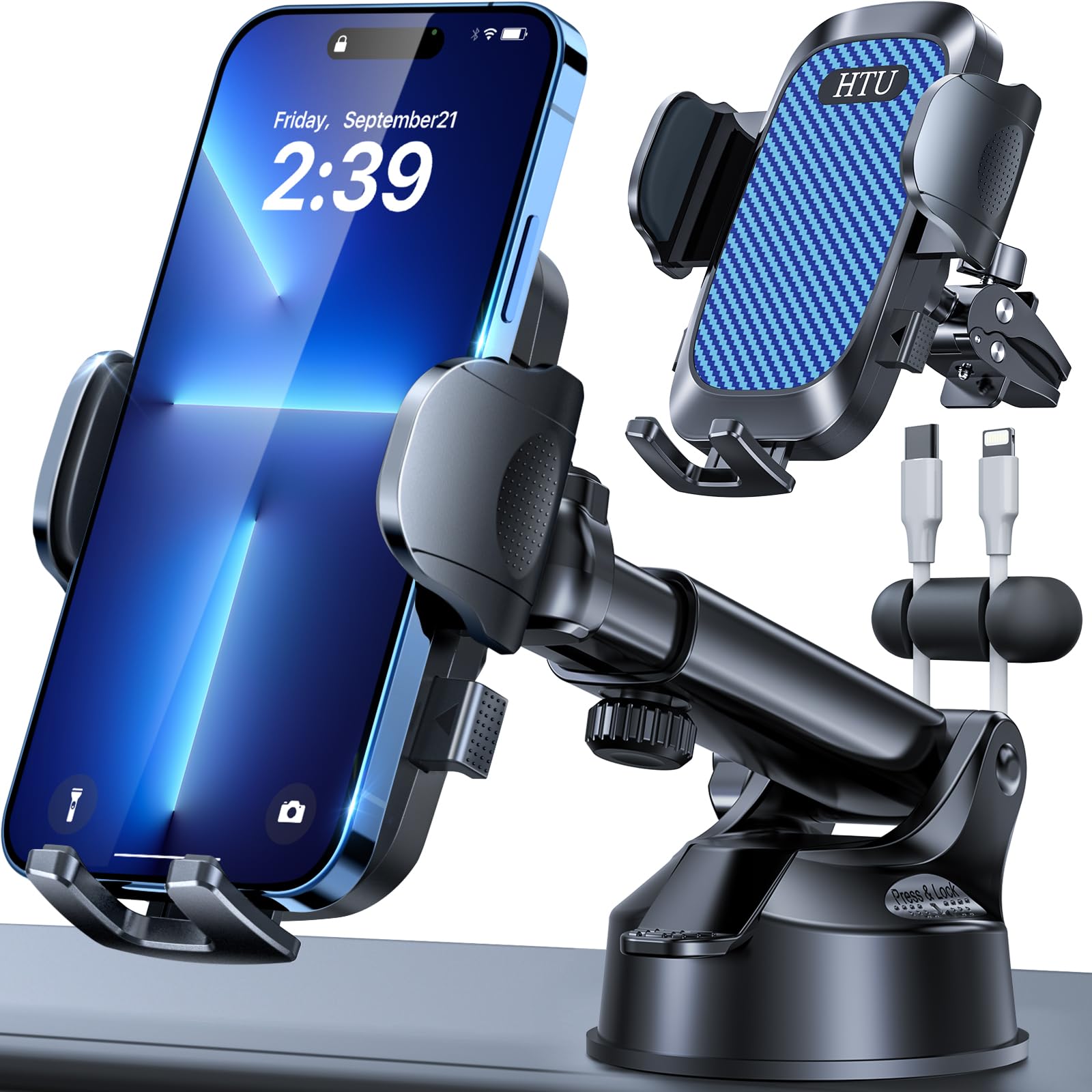 Photo 1 of HTU 2025 Best Car Phone Holder ?Ultimate 5-in-1 & Upgraded 100+LBS Strongest Suction??True Military-Grade & Safety Cert? 360° Windshield Dashboard Vent Mount Stand for iPhone Android & Truck, Blue