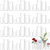 48 Pack Acrylic Cylinder Vases 4,6,8 10 Inch Tall Clear Acrylic Flower Vase Bulk Floating Candle Holders Cylinder Plastic Vases for Centerpiece Table Wedding Home