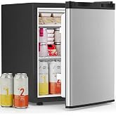 Antarctic Star 1.6 cu.ft Mini Fridge with Freezer, Silver | Small Upright Refrigerator with Removable Shelves, 7 Adjustable Thermostat, Low Noise for Bedroom/Apartment/Office