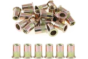 Rustark 100-Pcs 5/16''-18UNC Mixed Zinc Plated Carbon Steel Rivet Nut Flat Head Insert Nutsert Assortment Kit