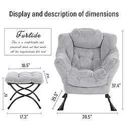 Furlide Lazy Chair with Ottoman, Modern Reading