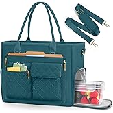 RAINSMORE Teacher Tote Bag with Insulated Lunch Compartment 15.6 inch Laptop Bag for Women Lightweight Work Bags Nurse Bags