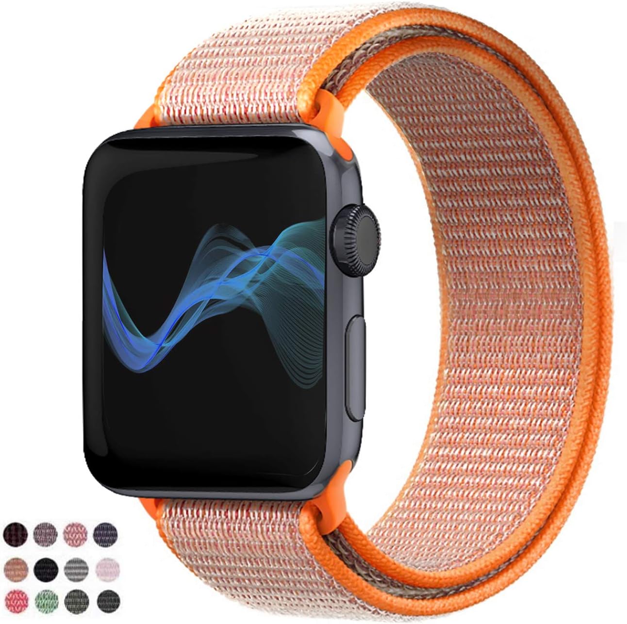 Suwikeke Compatible with Apple Watch Sport Loop Band 38mm 40mm 42mm 44mm,Lightweight Breathable Nylon Replacement Band Compatible with iWatch Series 1, Series 2, Series 3, Series 4