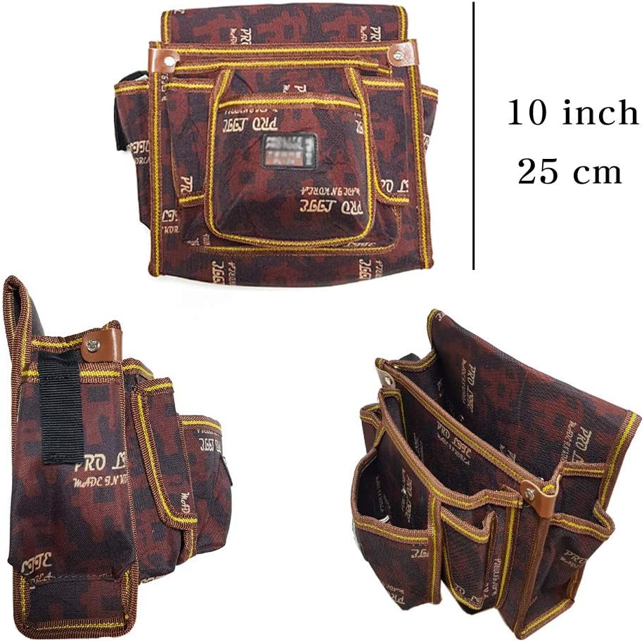 HWGLOBAL Electrician Maintenance Carpenter Tool Apron Nail Pouch Bag Technician's Tool Holder Work Organizer Framer's Tool Belt Pouch