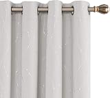 Deconovo Dotted Line Foil Printed Thermal Blackout Curtains 2 Panels Beige W52