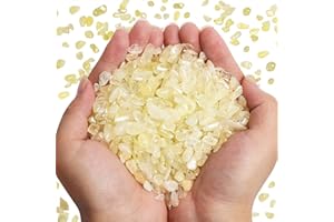 QICQDRAM Polished Gem Stones Rocks Crystals 0.9 Lb/405g Natural Tumbled Stones Citrine Crystal Chips Bulk for Healing Crystals & Fish Tank Rocks Gravel, Vase Filler, Plants Decor