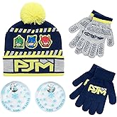 PJ Masks Winter Hat and 2 Pair of Gloves or Mittens Set (Age 2-7) Size Age 4-7, Neon Gloves with Handwarmers