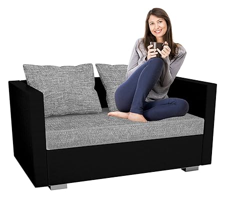 VCM 2er Schlafsofa Sofabett Couch Sofa mit Schlaffunktion 'Sinsa Schwarz' 60 x 122 x 78 cm